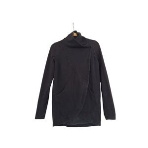 Lululemon Long Wrap Sweatshirt Cardigan Black  Pockets Reversible size 4